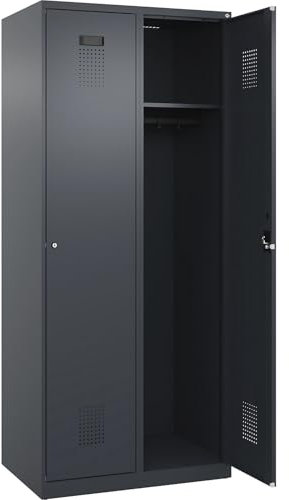 C + P Möbelsysteme C+P | Spind Evolo Plus | 2 Abteile | Grau | B 800 mm | mit Bodengleitern | Zylinderschloss