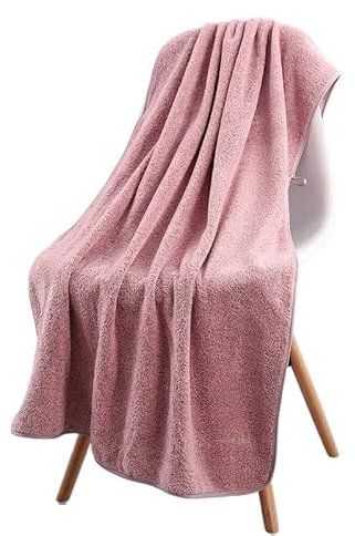 YUCHUANGYE Badetuch 70 x 140 cm Korallen-Samtfaser-Badetuch for Erwachsene, weiches, saugfähiges, einfarbiges Haushalts-Badetuch BadetüCher(Pink)