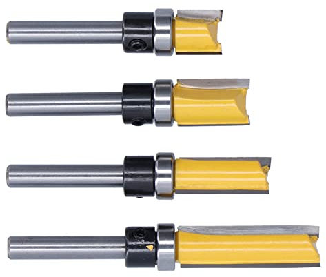Baxnore 4 PCS Trim Hinge Router Bits, 1/4 In Round Shank Router Bits, Flush Trim Tenon Cutter with Storage Box, Hinge Trim Cutter for Woodworking
