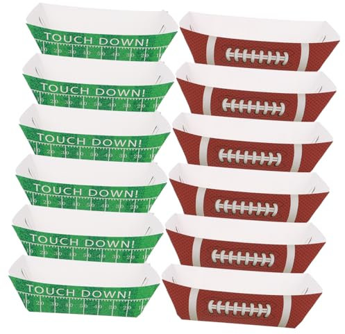 Healeved 20pcs Football Paper Food Trays Leakproof Kraft Serving Boats for Sports Events for Parties and Celebrations Reusable Football-Themed Serving Trays