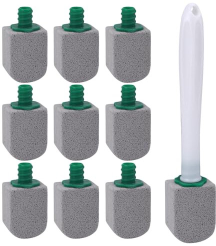 10pcs Pumice Stone Toilet Cleaner with 1 Long Handle, Toilet Bowl Stain Cleaner Scouring Stick to Clean Grease Durable Pumice Scrubber Pumice Stone Cleaning Block for Bathtub Sink Kitchen Brush