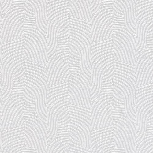 Profhome Gestreiftes Muster Tapete 781534-GU Vliestapete weiß perl-hell-grau creme-weiß 0,53 m x 10,05 m / 5,33 m2