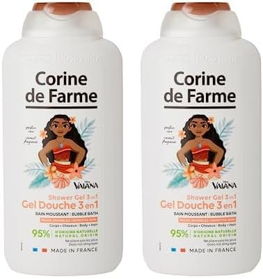 Corine de Farme - Gel Douche Vaïana Disney 3-en-1 Corps, Cheveux & Bain Moussant - Gel Douche Enfants Pratique et Ludique - Formule Hypoallergénique 100% Clean Beauty pour Peaux Sensibles - 500ml