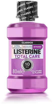LISTERINE Total Care Mundspülung für unterwegs, vollständiger Schutz mit reinem Minzgeschmack, angereichert mit Fluorid für starke Zähne und gesundes Zahnfleisch in nur zwei Wochen, 80 ml