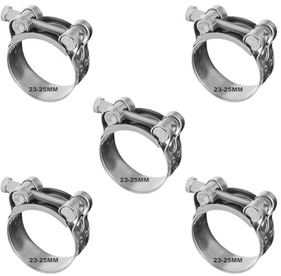 T-Gelenkbolzenschelle 5 Stück 23–25mm Stahlchellen Edelstahl, Langlebige Rohrschellen, Auspuffschelle & Schlauchschelle – Sichere Verbindung für verschiedene Anwendungen