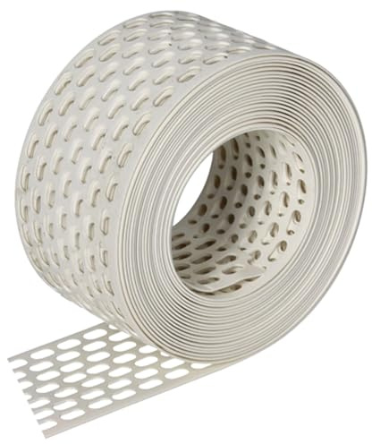 Traufenlüftungsgitter, Lüfungsband, Vogelschutzgitter, Lüftungsschutzgitter für Dachkonstruktion | PVC | 5-Meter-Rolle | Pack mit 10 Rollen (50 mm - weiß)