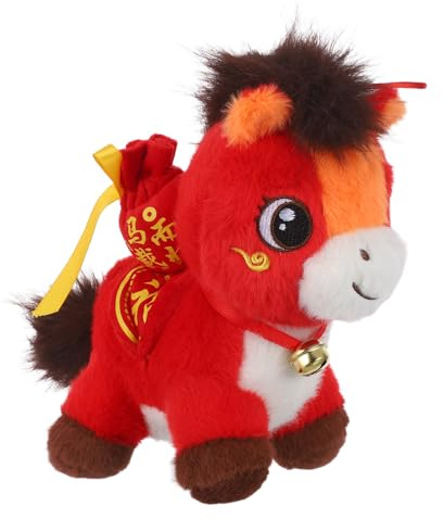 NUOBESTY Cheval en Peluche : Décoration de Table pour Restaurant Chinois – Décoration Cheval 2026 – Animal en Peluche, Mascotte de bénédiction pour Bureau, Magasin, fête du Nouvel an,