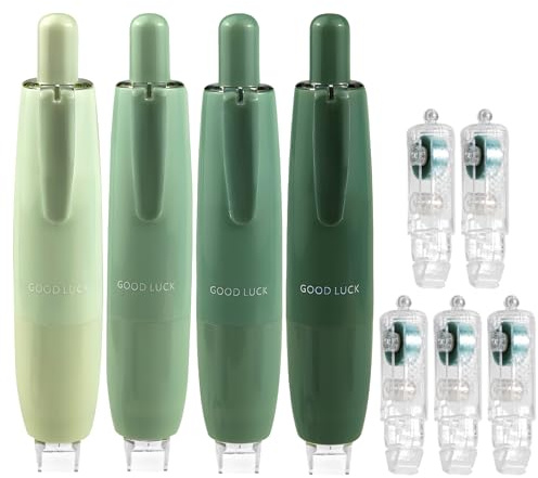 9Pcs Double Sided Tape Pens with Replaceable Cartridges, Press Double Sided Glue Pen, Strong Adhesive Glue Tapes Roller for Crafting Cards Photo Album Journal (Green)