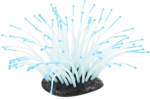 PENIKOKO Decorazione Acquario Anemone Marino Luminoso in Pianta Artificiale per Paesaggio Subacqueo Blu Sicura per Acqua e Salata Resistente Scolorimento e Deformazioni per Nascondiglio e