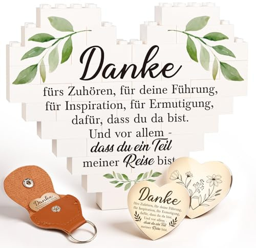 Giftota Dankeschön Geschenk - Kleine Dankesgeschenke für Frauen männer - herzförmige Bausteine mit Glücksbringer, Geburtstagsgeschenk für Freunde, Familie & Kollegen