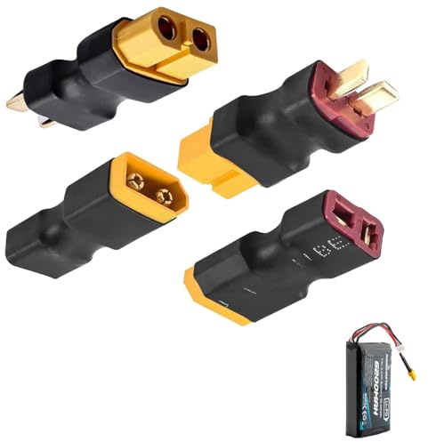 wilcractk 4 Pièces XT60 Femelle à Mâle Deans T Connecteur Adaptateur sans Fils RC LiPo, Chargeur, Drone FPV, Voiture Modèle, Avion et Quadcopter – Connecteurs de Batterie
