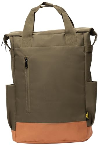 Trespass 22L Lifestyle Rucksack Narvie - Fronttasche mit Reißverschluss, Wasserflaschenhalter, Tragegriff mit Clip, Laptophülle, Innentasche aus Netzstoff, gepolsterter Rücken, khaki, EACH
