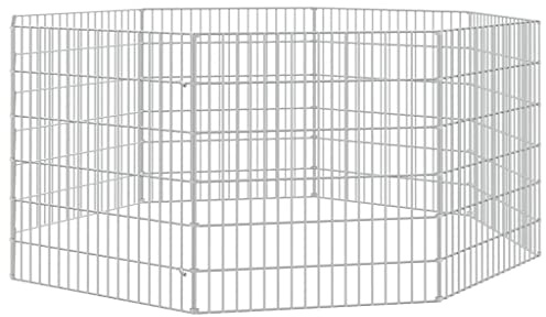 DIY Pet Playpen 8 Panels Galvanised Iron Rabbit Hutch Free Range Animal Enclosure 54x60 cm