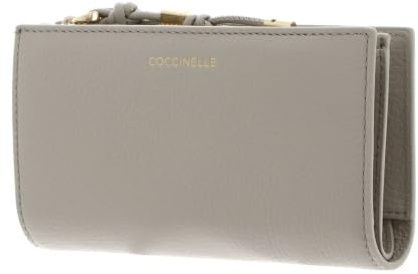 Coccinelle Leder Geldbörse Pansy Wallet Grained Leather Eucalipto grüngrau