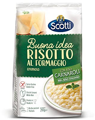 Riso Scotti, Risotto al Formaggio Cremoso, Riso Carnaroli con Formaggio, Senza Glutine, Pronto in 12 Minuti, 210 g