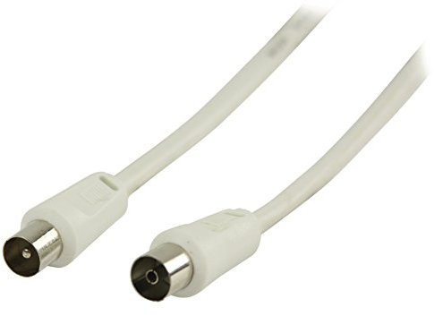 electrosmart 1.5m White TV Aerial Extension Cable - Male Coax Plug Straight to Female Coax Socket Straight
