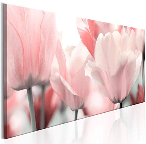 decomonkey Bilder Blumen 120x40 cm 1 Teilig Leinwandbilder Bild auf Leinwand Vlies Wandbild Kunstdruck Wanddeko Wand Wohnzimmer Wanddekoration Deko Tulpen