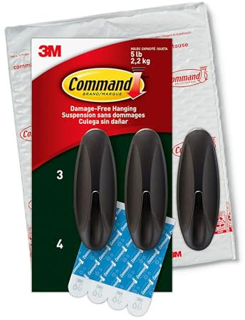 Command Outdoor Large Hooks, Bronze, Holds up to 5 lbs, 3-Hooks, 4-Strips, Decorate Damage-Free