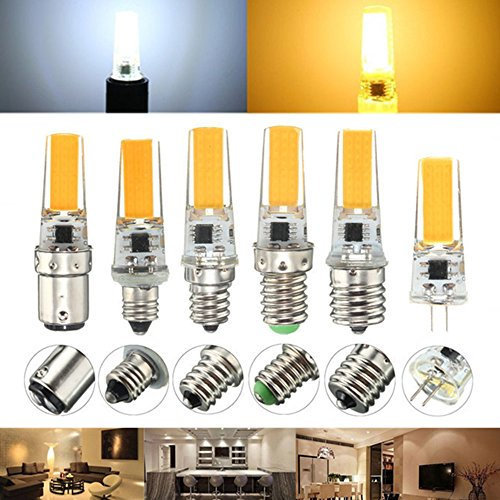 MASUNN Regulable E11 E12 E14 E17 G8 Ba15D 2.5 W Led COB Lámpara De Luz De Silicona Bombilla 220V - Blanco cálido - E14