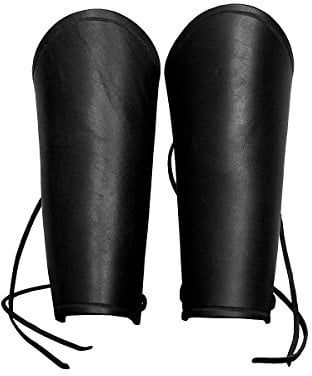 Andracor - Schlichte Echtleder Armschienen - universell einsetzbare Leder Rüstung - LARP Reenactment Mittelalter & Cosplay - schwarz