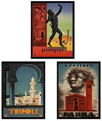 Nacnic Poster Jahrgang. Poster, die Welt der Werbung. DREI Weinleseblätter der Städte in Italien. A3 Größe