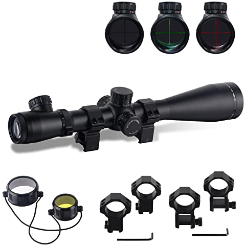 ToopMount 3.5-10X50mm Mirino Ottico Scope a Reticolo Rosso Verde a 5 Livelli con Anelli di Montaggio su Guida da 20 mm 11 mm Telemetro (manopola Bassa)