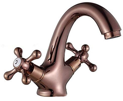 Vintage Grifos para Fregadero de Cocina, Rueda Manija Válvula Grifo para Agua Caliente y Fría, Faucet Grifo de Alta Presión para el Fregadero, Monomando Grifo Mezclador Grifos de Fregadero (Marrón)