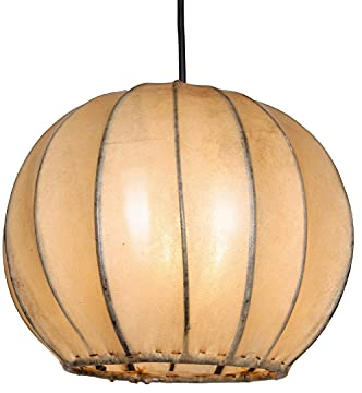 Moderne Esstischlampe Mailin handgefertigt aus Leder in Beige 24 cm