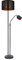 etc-shop Stehlampe Wohnzimmer mit Leselampe Deckenfluter schwarz gold, Textilschirm, Leseleuchte flexibel getrennt schaltbar, 1x E27 1x E14, DxH 40x175 cm