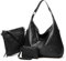 Ashioup Hobo Taschen für Damen, weiches PU-Leder, lockere Schultertasche, Geldbörse mit Reißverschluss, Schwarzer dreiteiliger Anzug, Einheitsgröße