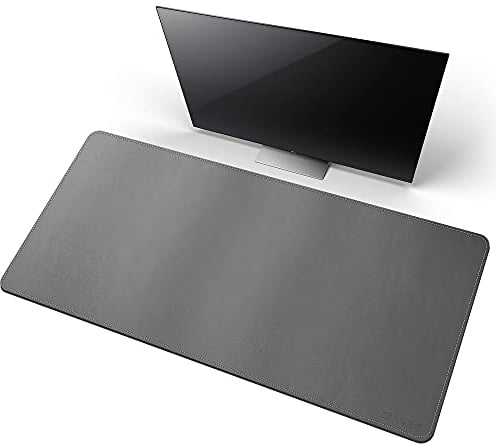 CENNBIE Schreibtischunterlage Leder 100 x 50cm, Extra große Tischunterlage, erweitertes PU-Leder Mauspad xxl, wasserdichte Schreibunterlage auf Schreibtischen, Büro und Zuhause Tischunterlage (grau)