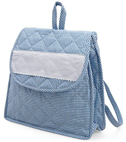 Filet - Zainetto per l'asilo per Bambini |Materiali di alta qualità |Inserto in tela aida personalizzabile|Chiusura con pratico bottone| Azzurro| Dim. 27 x 28 x 5 cm