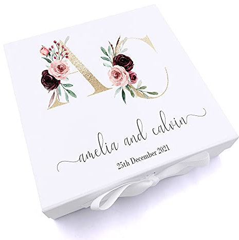 ukgiftstoreonline personalised Initials Wedding Keepsake Memory Box (Large)
