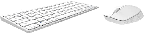 Rapoo 9600M kabelloses Tastatur-Maus Set Wireless Deskset 1300 DPI Sensor wiederaufladbarer Akku flaches Aluminium Design DE-Layout QWERTZ PC & Mac - weiß
