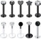 VFUN 16G Lippenpiercing Labret Piercing Stab 8MM Chirurgenstahl Tragus Piercing Diamond CZ Herz Medusa Piercing Forward Helix Piercing für Damen 10 Stück Ashley Piercing Lippe Schwarz