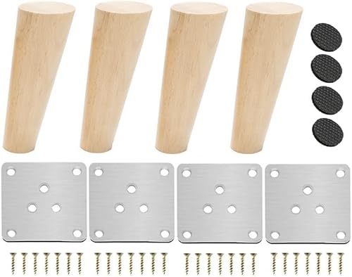 domyou Holz Holzfüße für Möbel 4 Stück, tischfüße, Holz Möbelbeine, DIY, Möbelfuss Beine für Kommode, Schrankfüsse, Möbelbeine 8cm