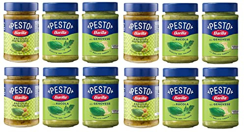 Testpaket 12x Barilla grünes 4x Pesto Basilico e Rucola 4x Pesto genovese 4x Pesto pistacchio Pesto Basilico e Pistacchio Pesto mit Basilikum und Pistazien 6x 190g