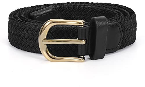 LEACOOLKEY Geflochtene elastische Gürtel für Frauen Männer Canvas Stretch gewebt Golf Gürtel mit Goldschnalle