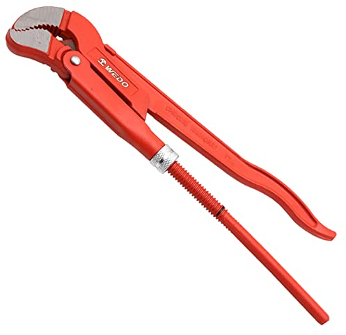 WEDO Rothenberger,Industrial Eckrohrzange,Rohrzange, Spannweite,Wasserpumpenzange,Einhandrohrzange,S-förmiges Maul,Länge 235mm,CR-V Stahl,Zangenöffnung max. 38mm