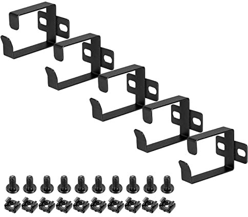 PATIKIL Server Rack Cable Management D Ring Hooks, 5 Set Wire Organizer Cable Organizers Vertical Mount Accessories for Network Cables Fiber Optic