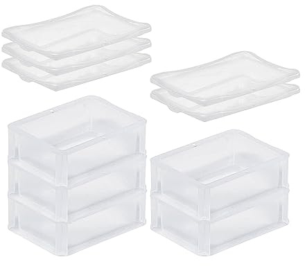 PROREGAL SuperSparSet 5x Transparenter Eurobehälter BasicLine mit geschlossenem Griff & Klickdeckel | HxBxT 7x15x20cm | 1,3 Liter | Eurobox Transportbox Transportbehälter Stapelbehälter