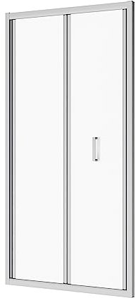 Box Doccia Nicchia 90 cm Mod. Capri Apertura A Libro Soffietto Vetro Temperato 6mm Opaco Profili in Alluminio Cromato Flat Design Maniglia in Abs Cromato