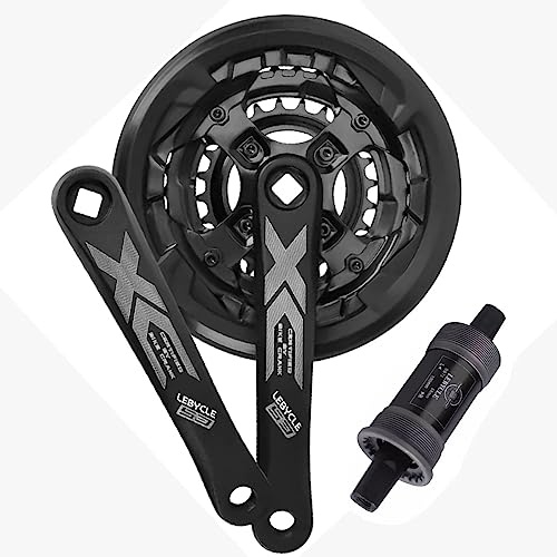 LHHL 170mm Vierkant Konisch MTB Kurbelgarnitur Aluminium-Legierung Kurbelarm 24-34-42T Narrow Width Dreifach Rundes Kettenblatt Mountainbike Kurbel Mit Tretlager