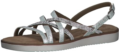 Tamaris Damen Sandalen Leder Sommer; SILVER COMBINED/metallic; 36 EU