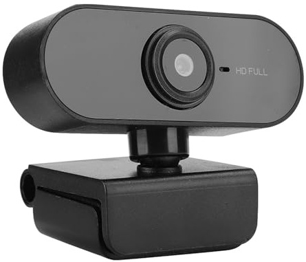 Caméra Full HD 1080P Circle pour Appels Vidéo et Enregistrement USB PC Ordinateur Mac Ordinateur Portable Bureau Plug Play 360° Clip Rotatif Flexible 1080P avec (Noir)