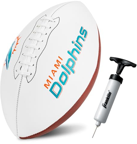 Franklin Sports Pallone da calcio NFL Miami Dolphins Autograph – Dimensioni ufficiali pannello bianco souvenir per autografi + firme – NFL Team Fan Shop Memorabilia Football per esposizione