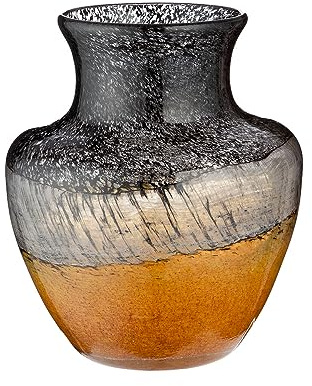 GILDE GLAS art Deko Vase - Blumenvase durchgefärbtes Glas - Deko Herbst - Geschenk für Frauen Weihnachten Geburtstag - Farbe: Braun Schwarz - Höhe 20,5 cm