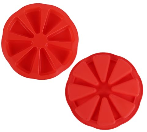 Yanuojie Silicone Baking Mould - 8 Cavity Triangle Bakeware, Non-Stick Cake Portioning Mould for Pizza Cake (Red)