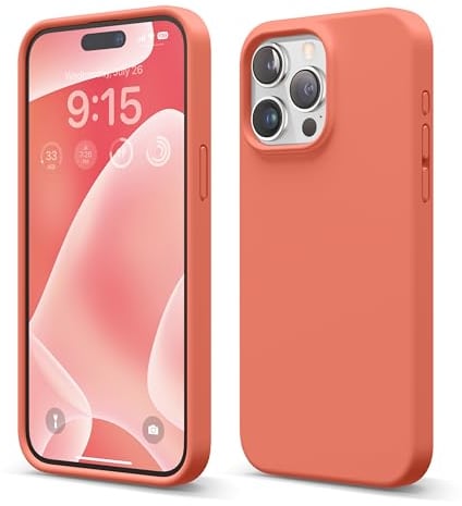 elago Flüssig Silikon Case Kompatibel mit iPhone 15 Pro Max Hülle, Premium Silikon Handyhülle, Ganzkörper Schutzhülle [4 Lagige Struktur], Kratzfestes Weiches Mikrofaserfutter (Pampelmuse Rosa)