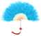 sourcing map Feather Hand Fan Lake Blue Vintage Folding Fan with Chinese Knots Feather Fan Handheld for Halloween Party Wedding Dancing Decoration